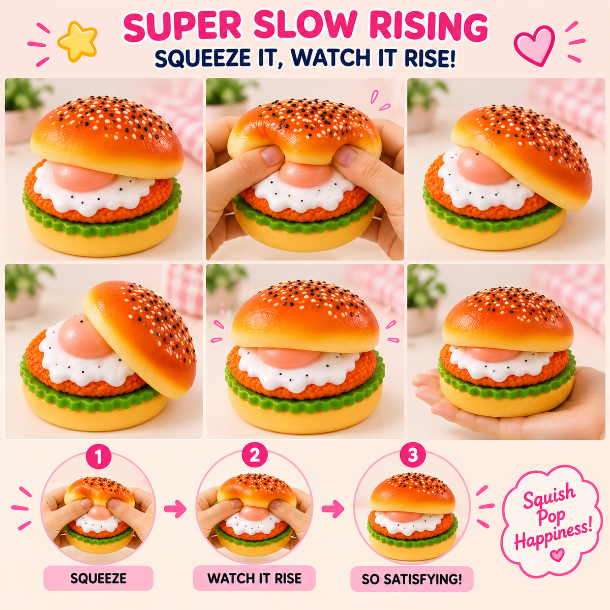 🍔 Happy Burger™ Slow-Rising Squishy