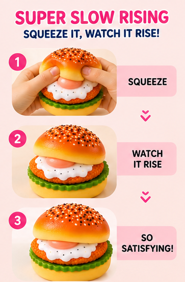🍔 Happy Burger™ Slow-Rising Squishy