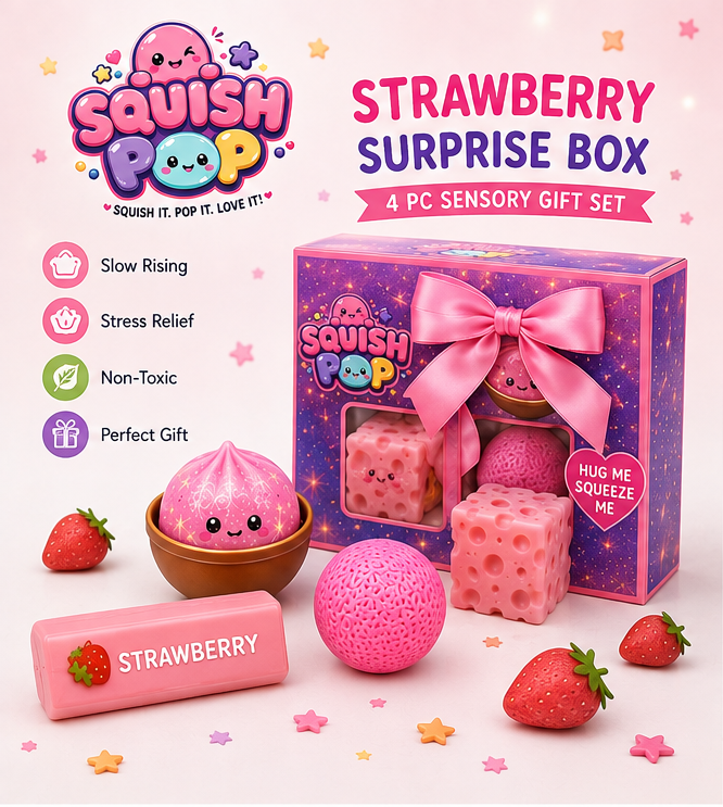 🍓 Squish Pop Strawberry Surprise Box