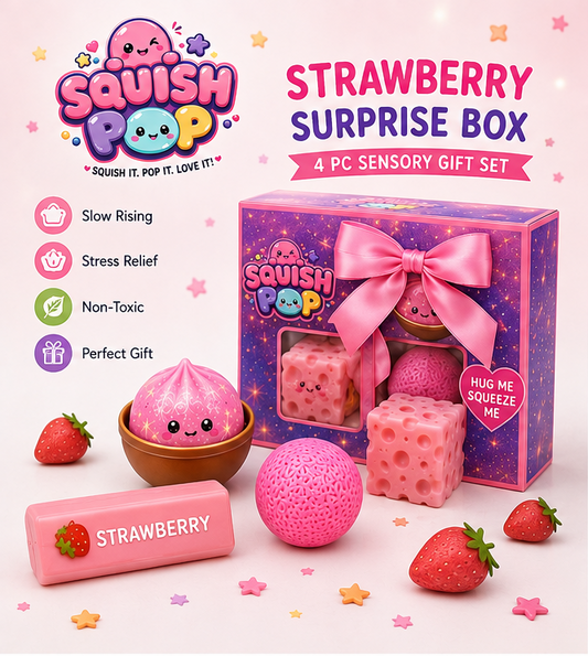 🍓 Squish Pop Strawberry Surprise Box